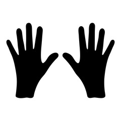 Silhouette of Two Hands with Fingers Spread Wide on White Background