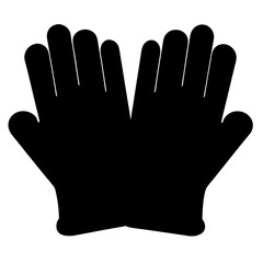 Illustration of Two Black Gloves in a Protective Stance on White Background