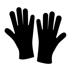 Two black gloves for protection on a white isolated background