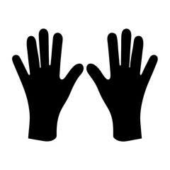 Two black hand silhouettes against a white background displaying all fingers