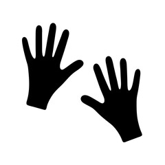 Two black hand silhouettes reaching out on a crisp white background