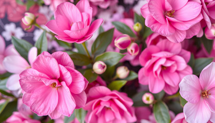 Obraz premium Floral background with pink flowers, silhouette. with white shades