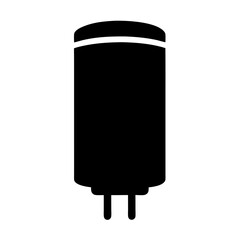Black silhouette drawing of an electrical appliance on a white background