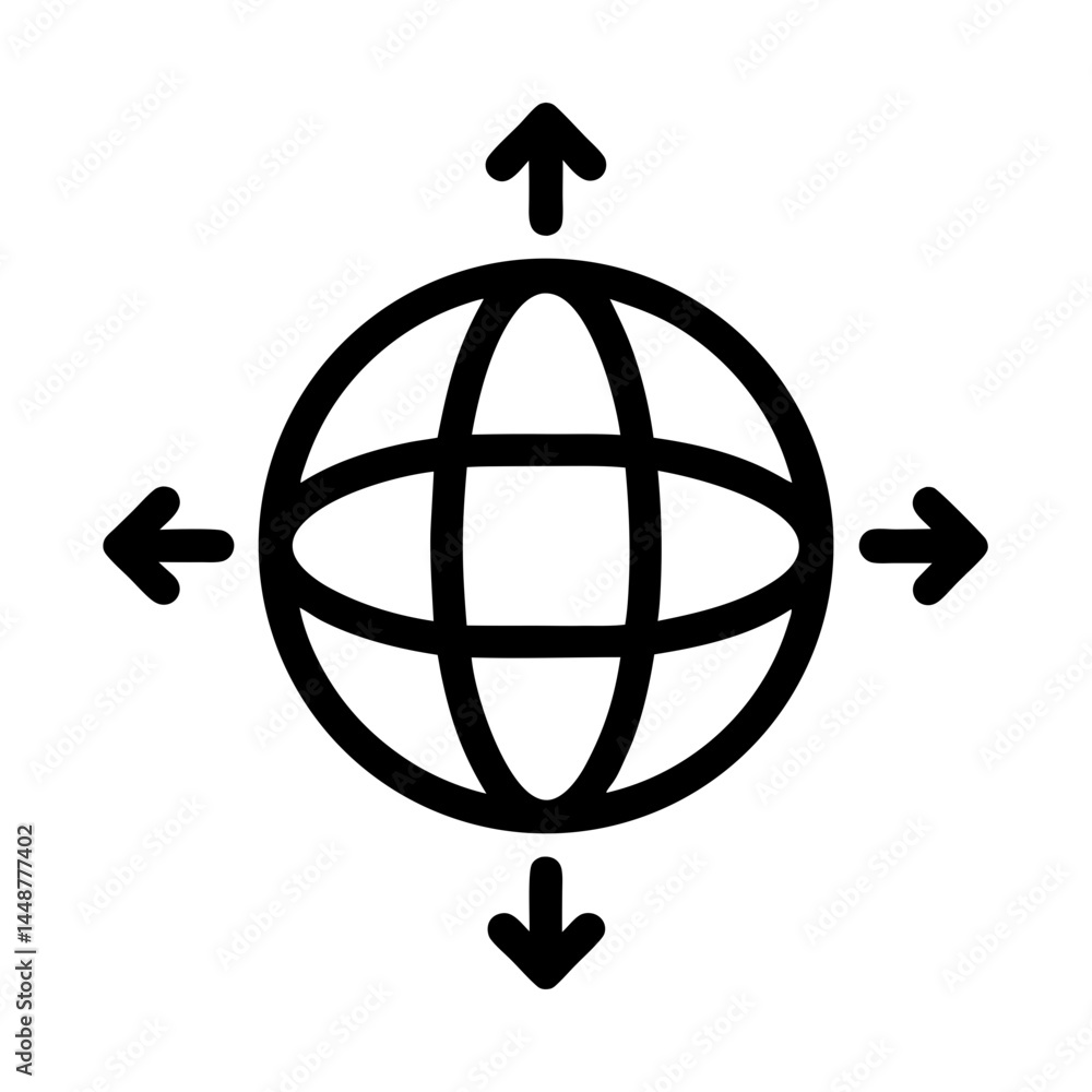 Poster global reach with spreading arrows representing expansion and connectivity everywhere