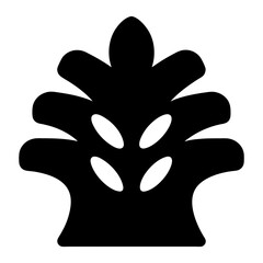 Abstract Black Tree Silhouette with Unusual Leaf Structure on a White Background