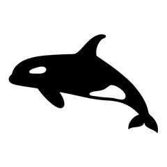 Obraz premium A bold black orca whale illustration swimming in the deep ocean water