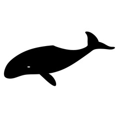 Silhouette of a Whale Swimming Upward in a Simplistic Black Design