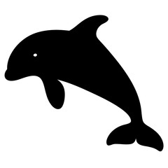 Obraz premium Silhouette of playful dolphin jumping out of the water gracefully illustration