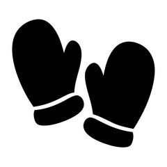 Stylized image of two winter mittens in black silhouette on white background