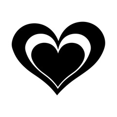 Stylized vector heart with double outline on a white background design