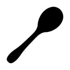 Sleek Black Spoon Silhouette on White Background for Food or Kitchenware Designs