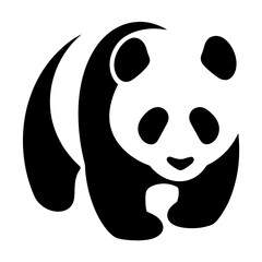 Stylized Black and White Panda Illustration, Emblematic and Simplified, Wildlife Art