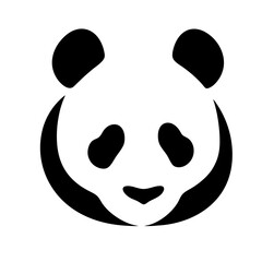 Stylized panda bear face design showcasing minimalism and contrasting color schemes