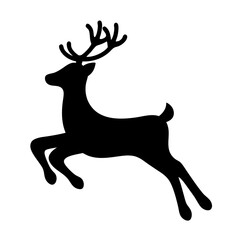 Silhouette of Reindeer Jumping in a Festive Holiday or Christmas Theme