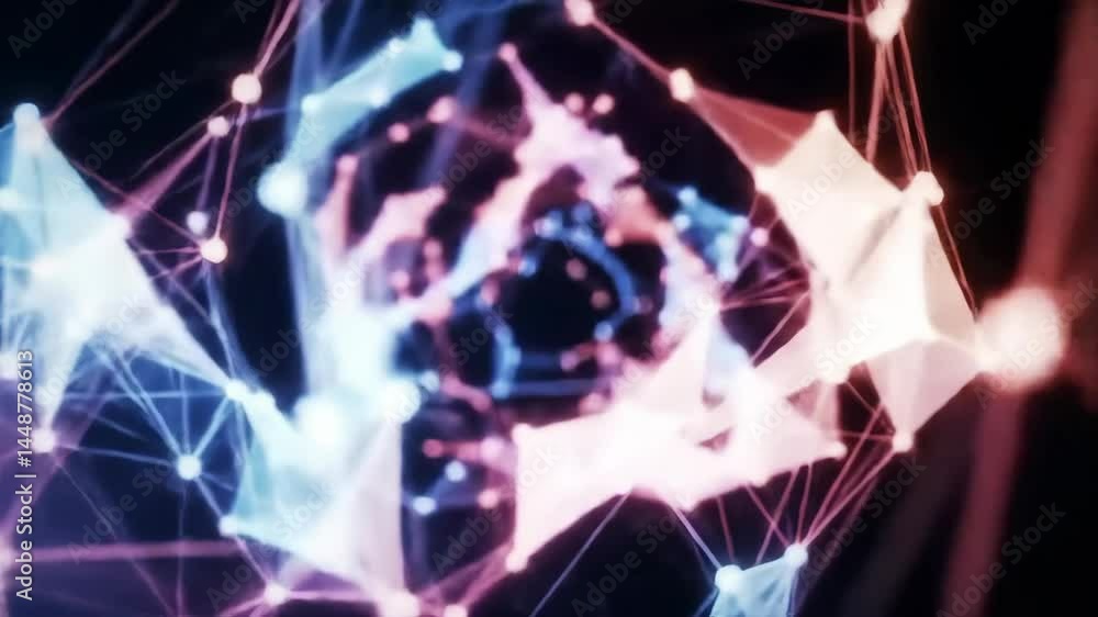 Poster abstract network animation connecting nodes and lines glow motion