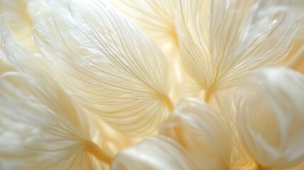 Close-up of a group of white feathers. the feathers are arranged in a way that they are overlapping each other, creating a sense of depth and texture.