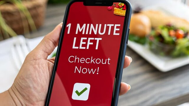 Urgent countdown to checkout as delicious meal awaits at tempting cafe Generative AI