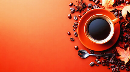 Coffee Cup with Saucer and Spoon on White Background