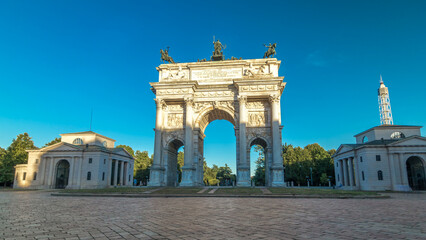 Arch of Peace in Simplon Square timelapse hyperlapse. It is a neoclassical triumph arch