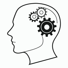 Head with Rotating Gears - Creative & Analytical Thinking Representation