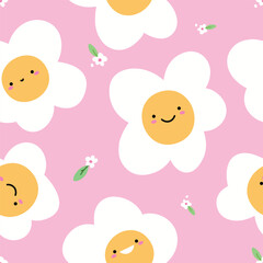 Cute flower seamless pattern vector background.	