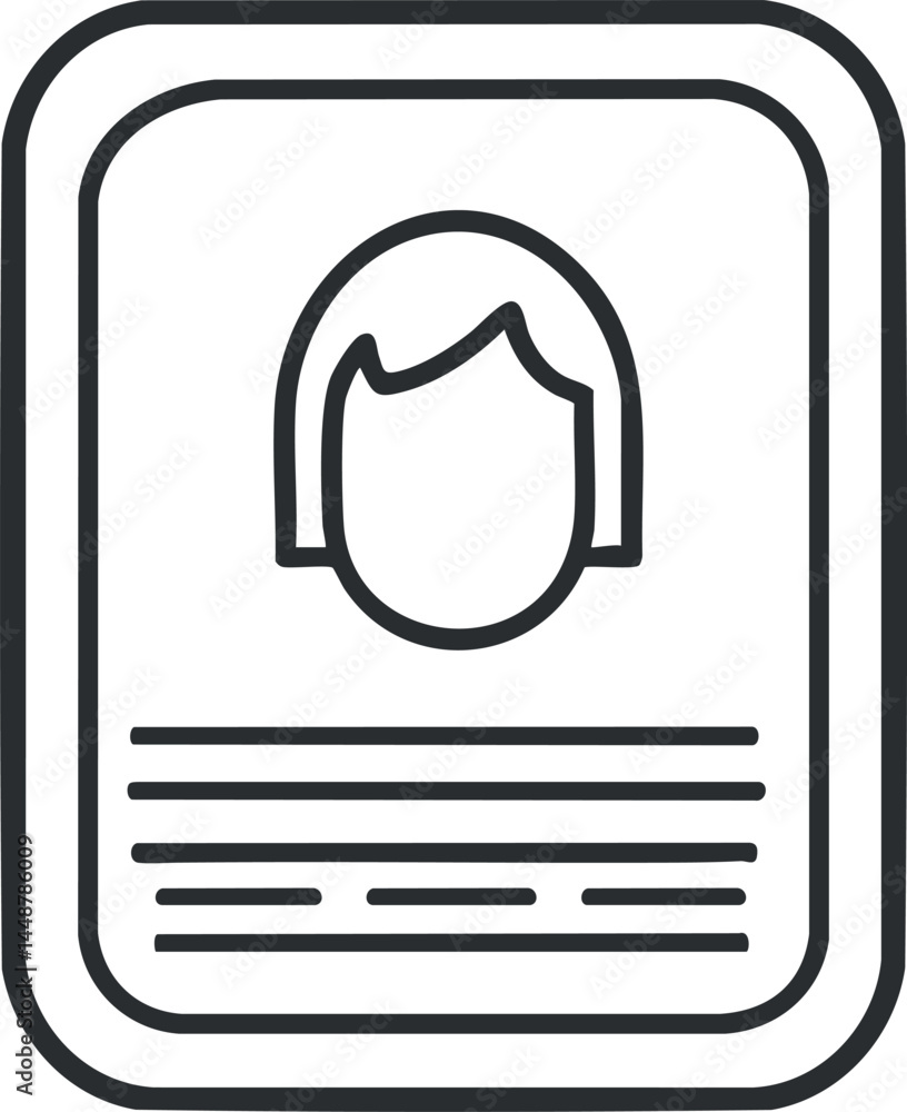 Aufkleber minimalist black and white profile avatar icon with user face and lines for text