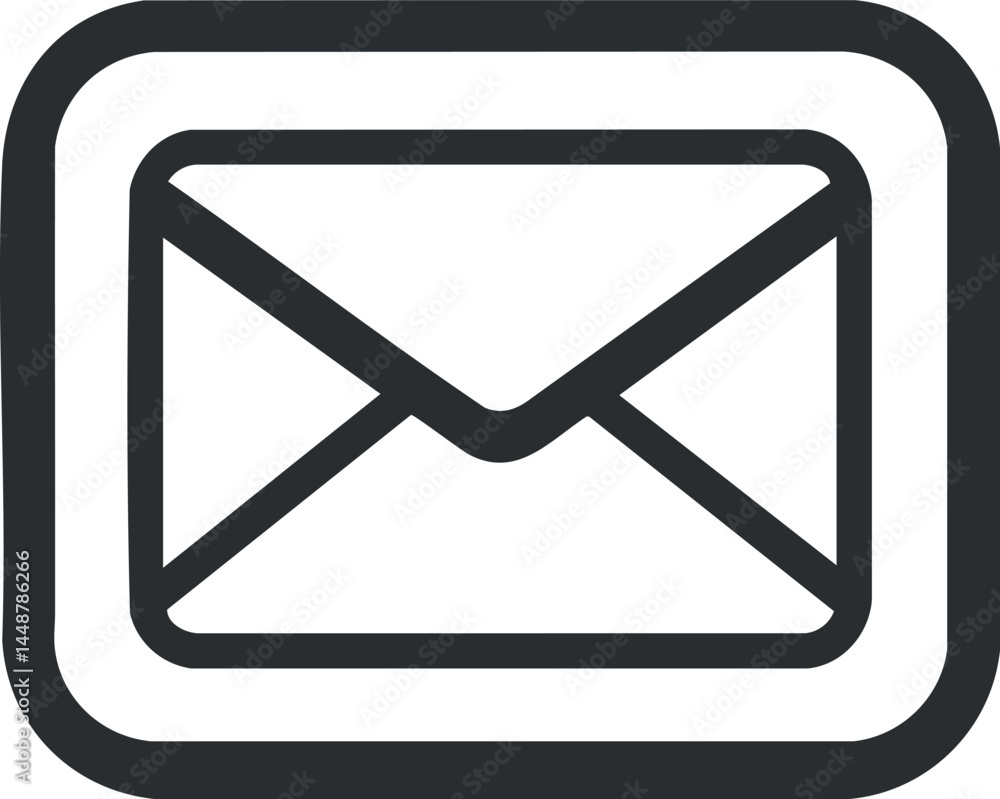 Poster black and white envelope icon symbolizing email communication and messaging on digital platforms
