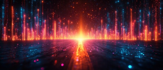 Dynamic light show emanating from vibrant colors digital realm visual abstract artistic