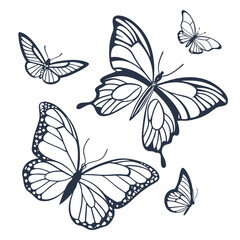 Butterfly silhouette bundle vector design