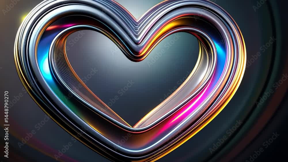 Poster create a vibrant heart shape with colorful lights glowing against a dark background to showcase love