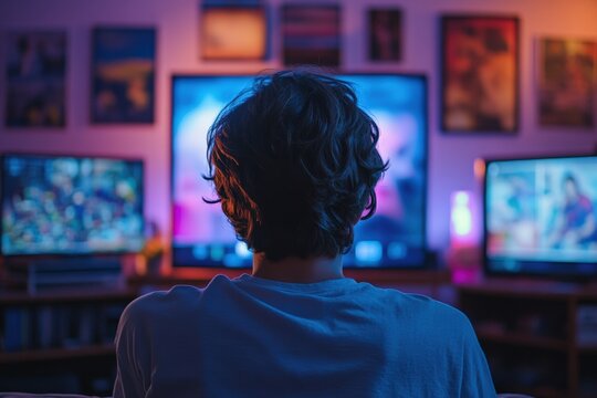 Watching movies at home cozy living room digital entertainment modern setup