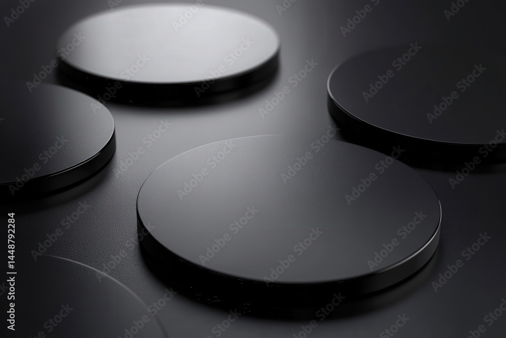 Poster matte black surface with soft reflections and shadowed edges