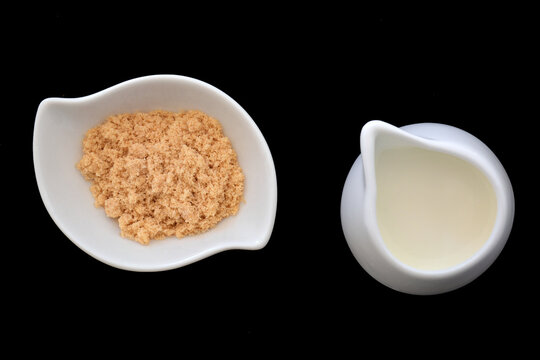 Cream and golden sugar white on black