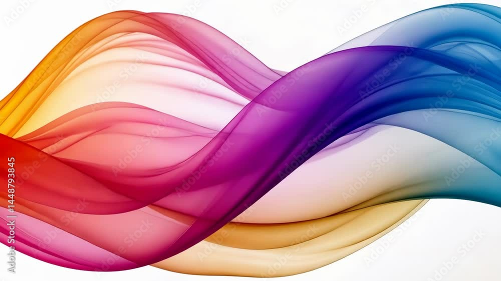 Poster vibrant colorful waves flowing in dynamic motion on white background