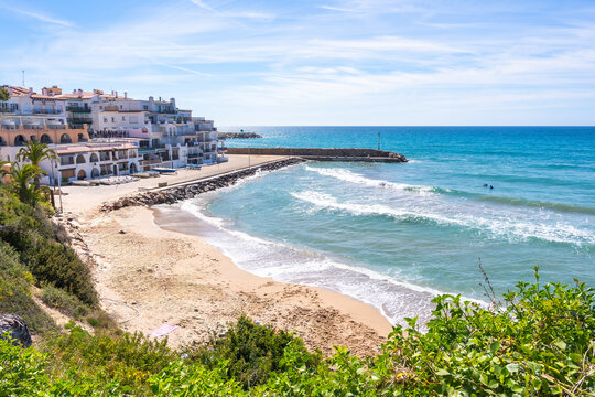 Roc de sant gaieta in the mediterranean sea near comarruga, tarragona, spain