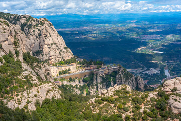 Montserrat monastery nestled in the majestic mountains of catalonia