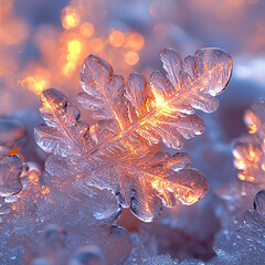 Obraz premium Captivating macro photograph showcasing the exquisite details of a pristine snowflake.