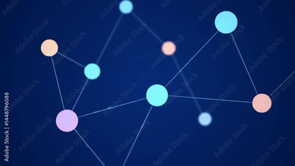 Poster abstract network connecting nodes on dark blue background
