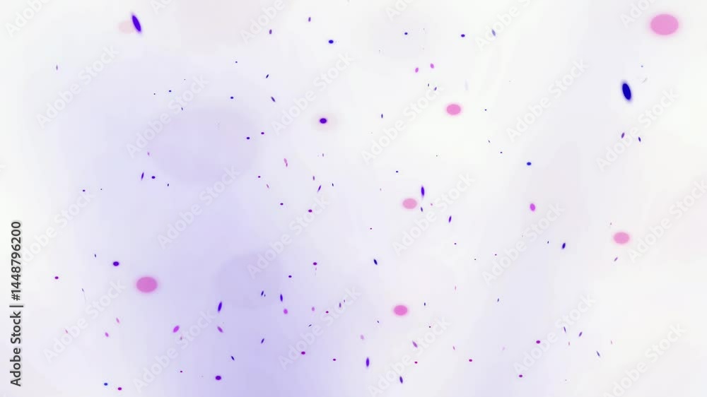Poster Colorful particles dance and float against a light backdrop, creating an engaging abstract visual experience filled with movement and depth
