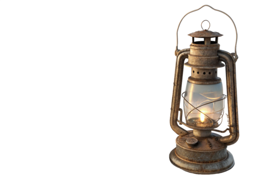 A lone, vintage kerosene lantern, isolated on transparent background - generated by ai