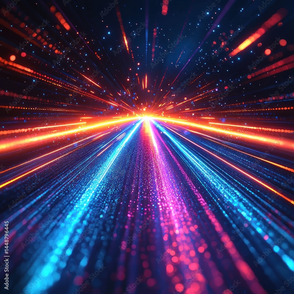 Aufkleber abstract light trails in futuristic high tech data stream visual