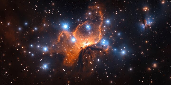 Celestial event star formation in nebula deep space cosmic view