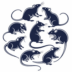 Fototapeta premium Rat silhouette set bundle vector