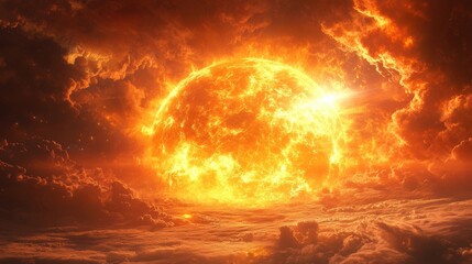 Stunning solar explosion outer space digital cosmic environment dramatic view