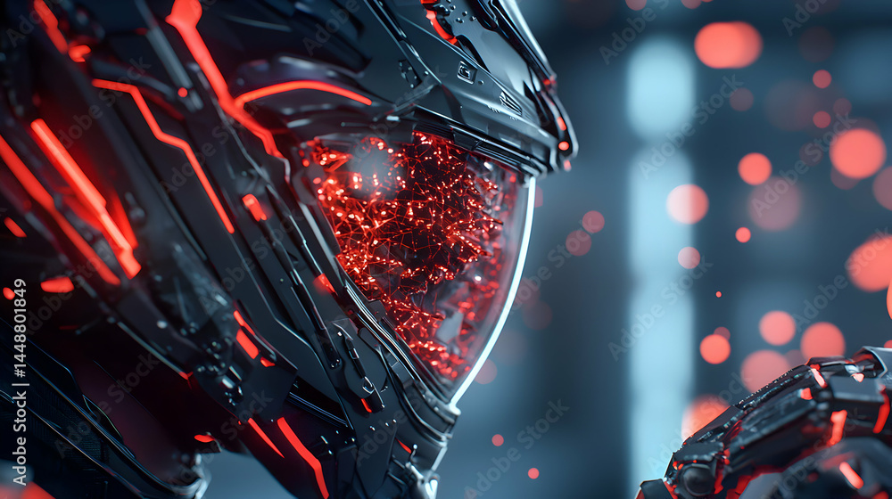 Aufkleber a futuristic helmet design. the image suggests advanced technology possibly for space exploration or
