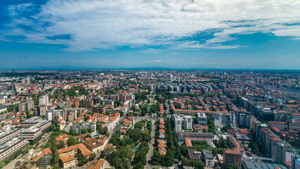 Milan aerial view of residential buildings near the business district timelapse