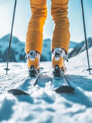 Cross-Country Skiing on Mountain Trail