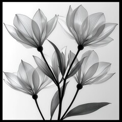 Elegant Floral Arrangement in Black and White with Translucent Petals