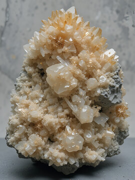Mesolite on thomsonite and analcime specimen