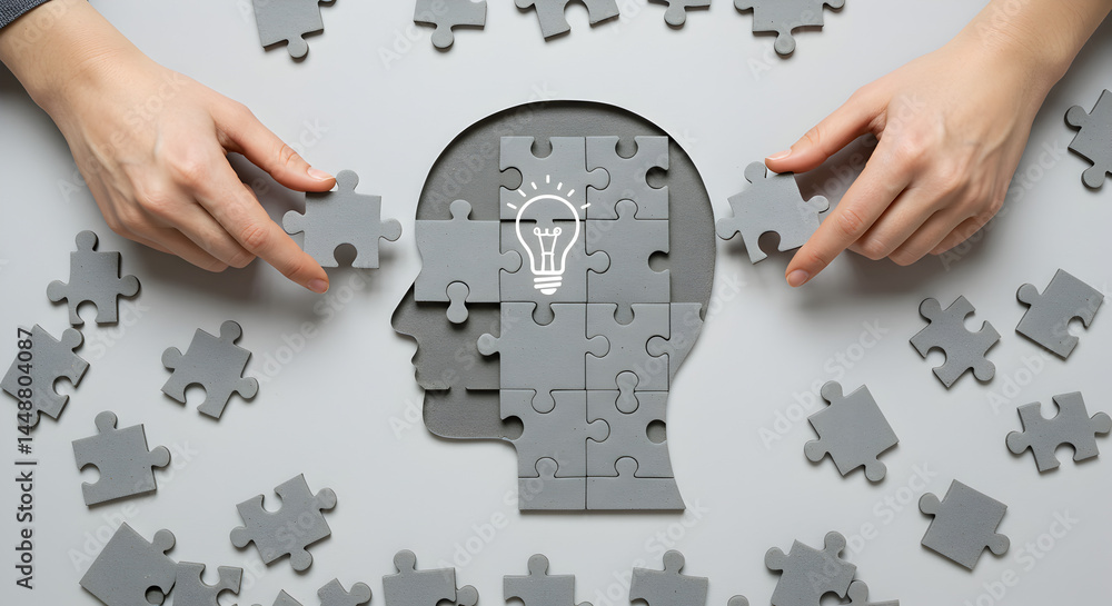 Poster puzzle solving strategy for creative thinking and problem solving skills development concept design 